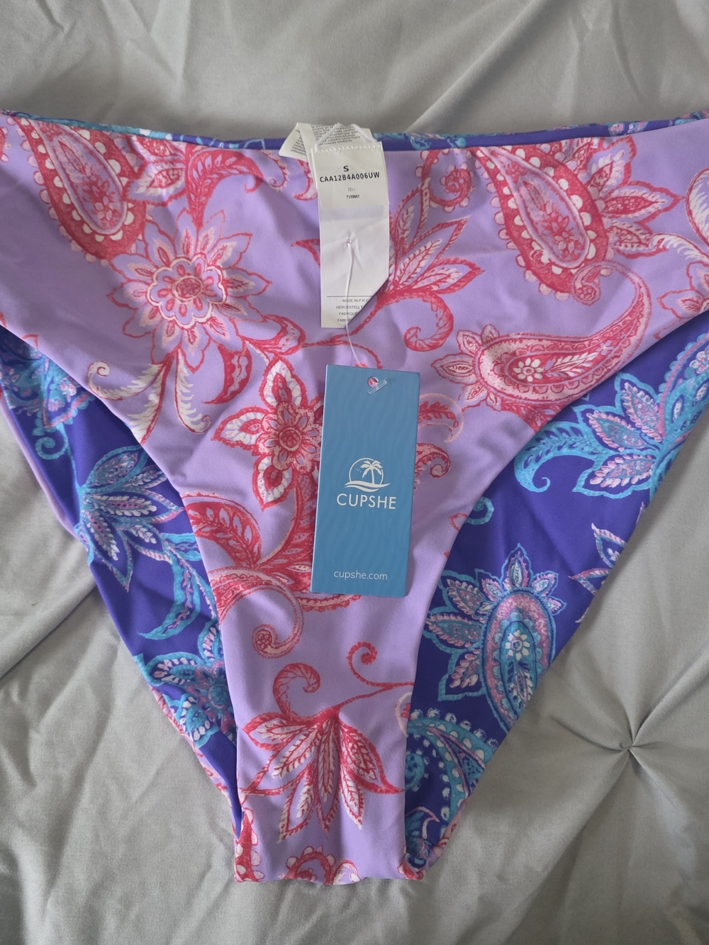 Cupshe Paisley Print Bikini Bottoms in Lavender & Purple